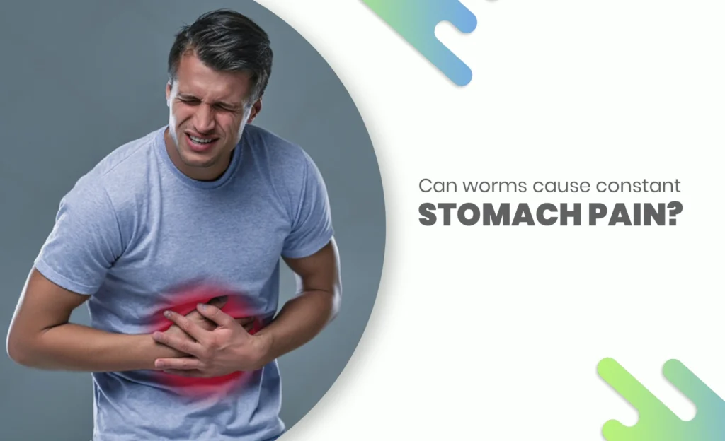 Man clutching stomach in pain due to possible intestinal worms