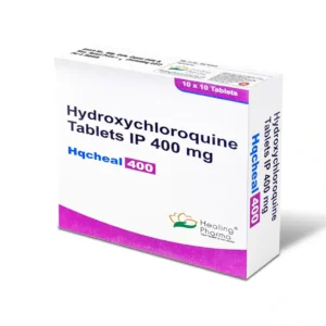Hydroxychloroquine Tablets IP 400mg Hqcheal 400 medicine box, 10x10 tablets pack by Healing Pharma