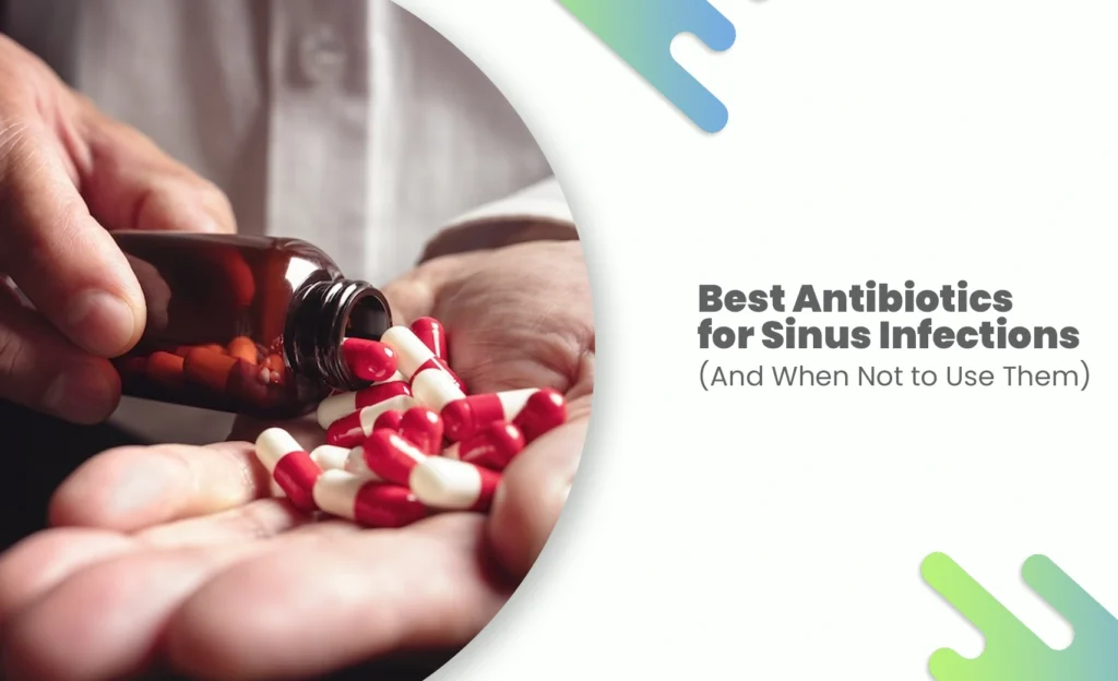 Doctor pouring red and white antibiotic capsules for sinus infection treatment