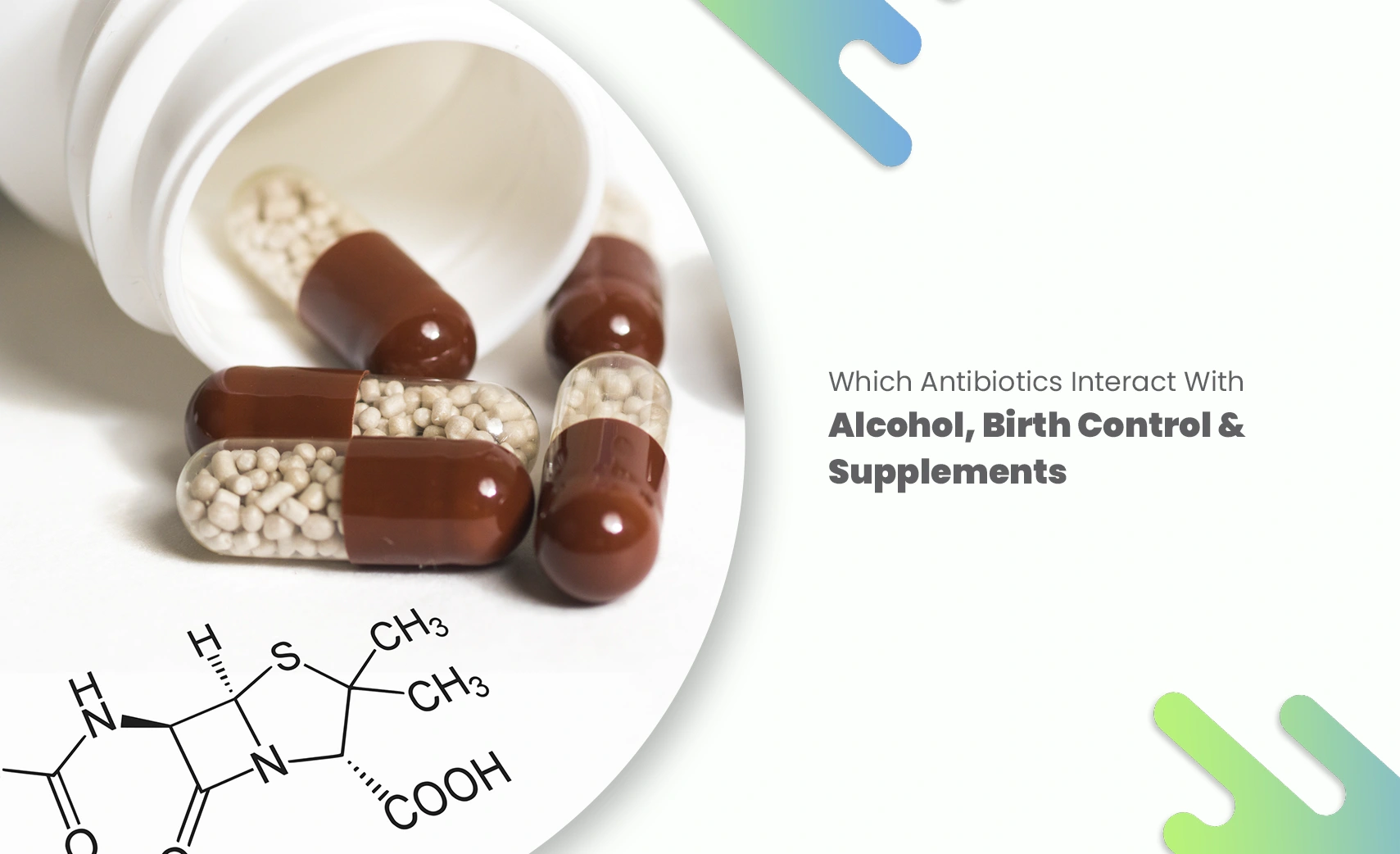 Antibiotics pills and alcohol interaction warning with chemical structure 2025