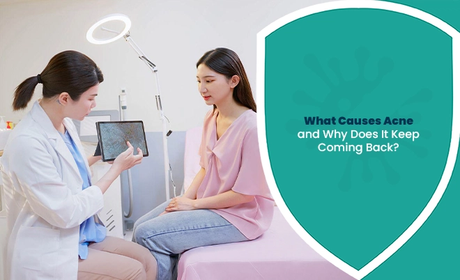 What Causes Acne: doctor examining a patient during an acne consultation