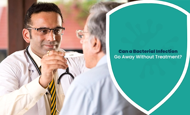 Doctor checking an elderly patient’s throat for a bacterial infection that may not go away without treatment